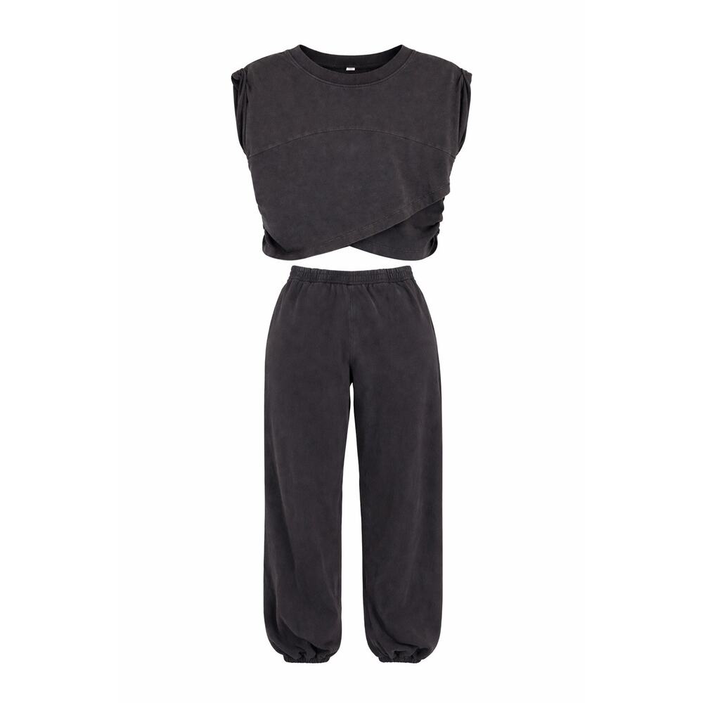 FP Movement by Free People Washed Charcoal Cropped Muscle Tank & Joggers